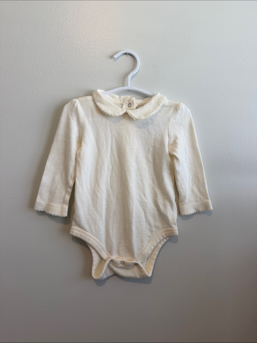 Ralph Lauren Cream Long-Sleeve Peter Pan Collar Bodysuit